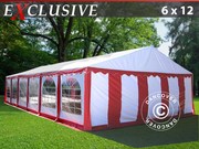 Marquee 6x12 m PVC Red/white