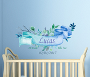 Ribbon Date of Birth Name Wall Decal